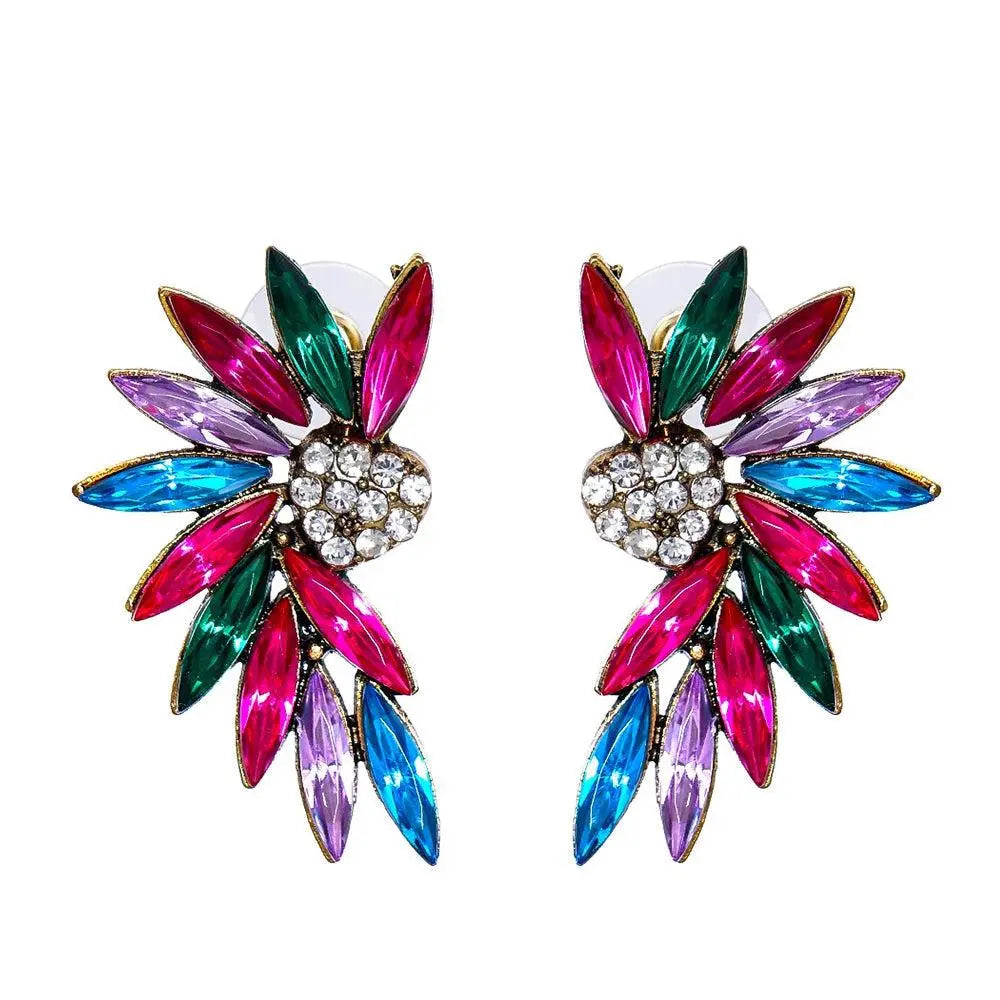 Heart wing earrings with zircons