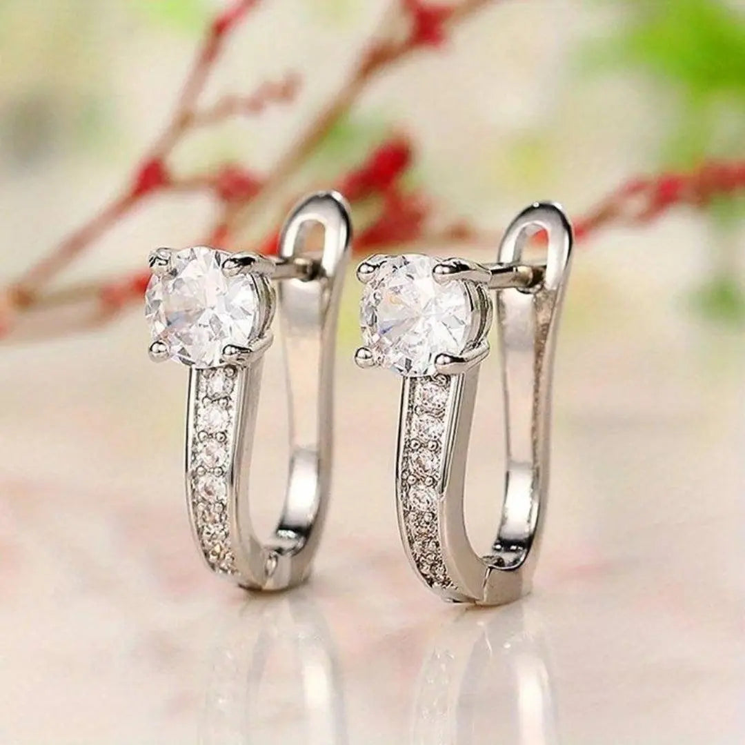 Elegant silver-plated earrings with zircons