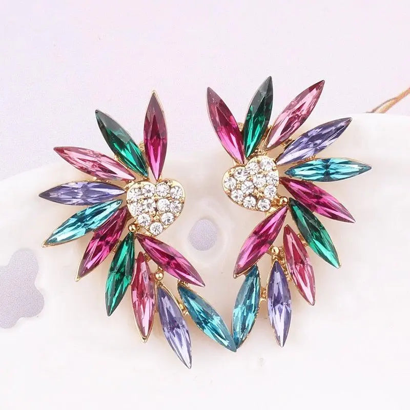 Heart wing earrings with zircons