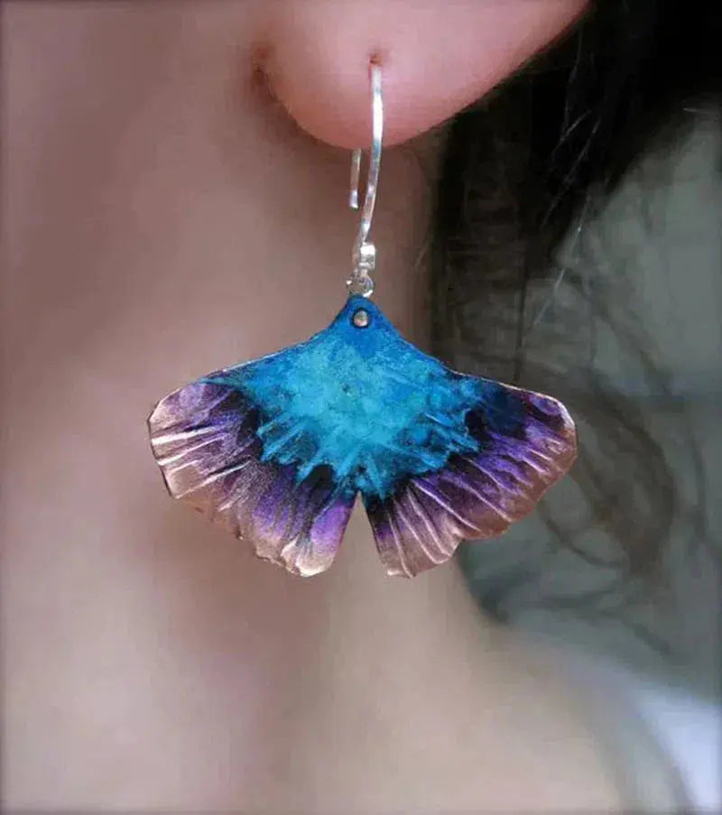Boho earrings with blue butterfly in sterling silver