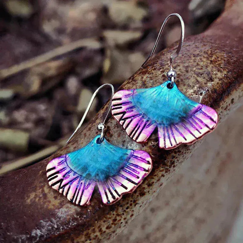 Boho earrings with blue butterfly in sterling silver