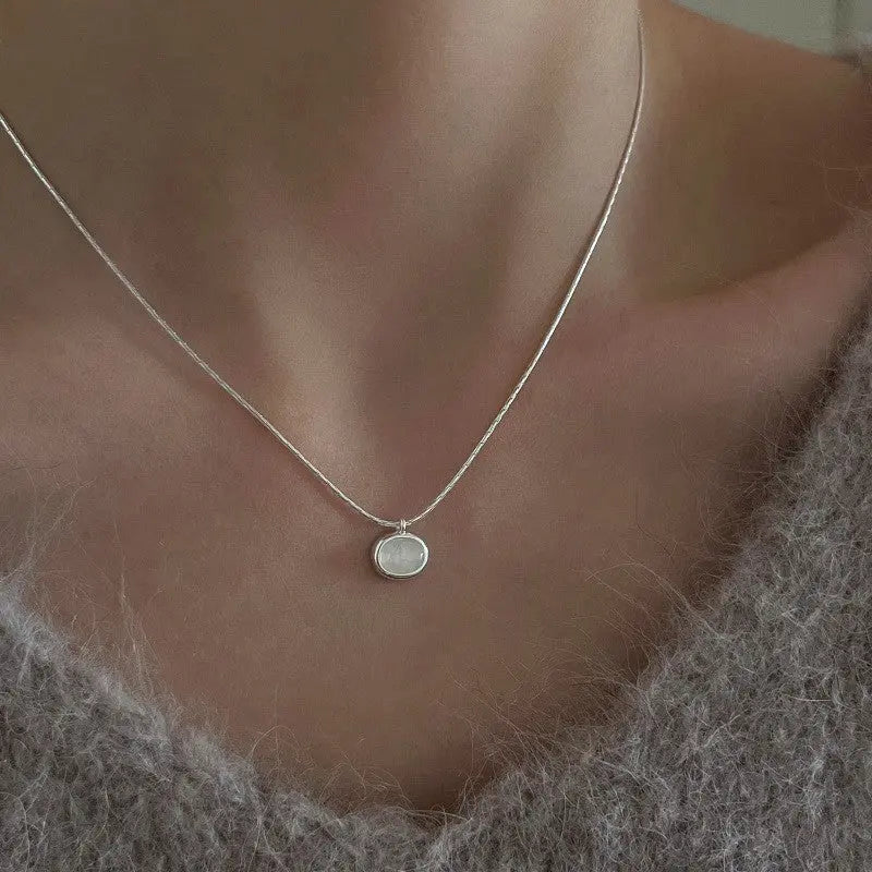 Classic silver solitaire necklace