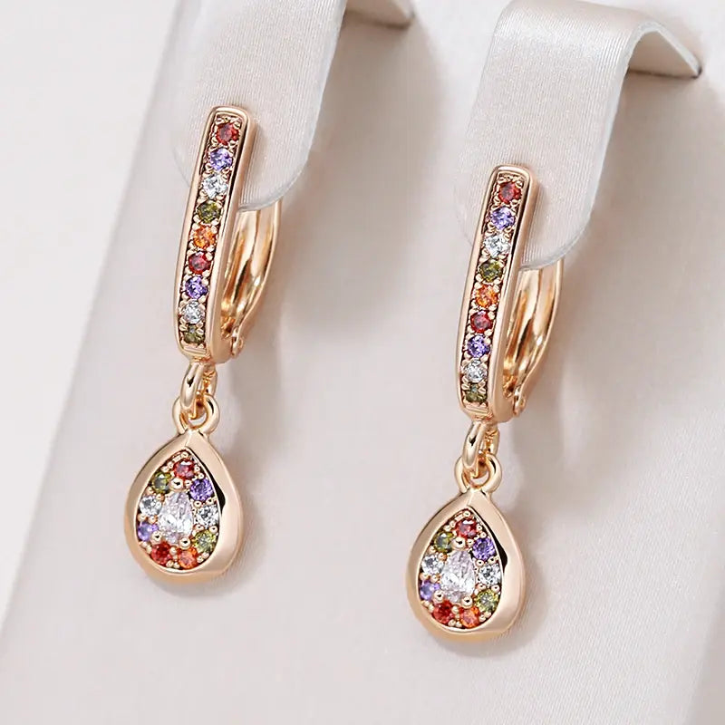 Multicolored earrings with zircons