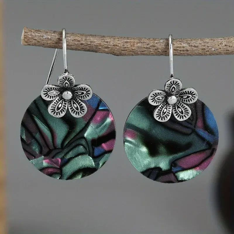 Colorful round earrings in vintage style
