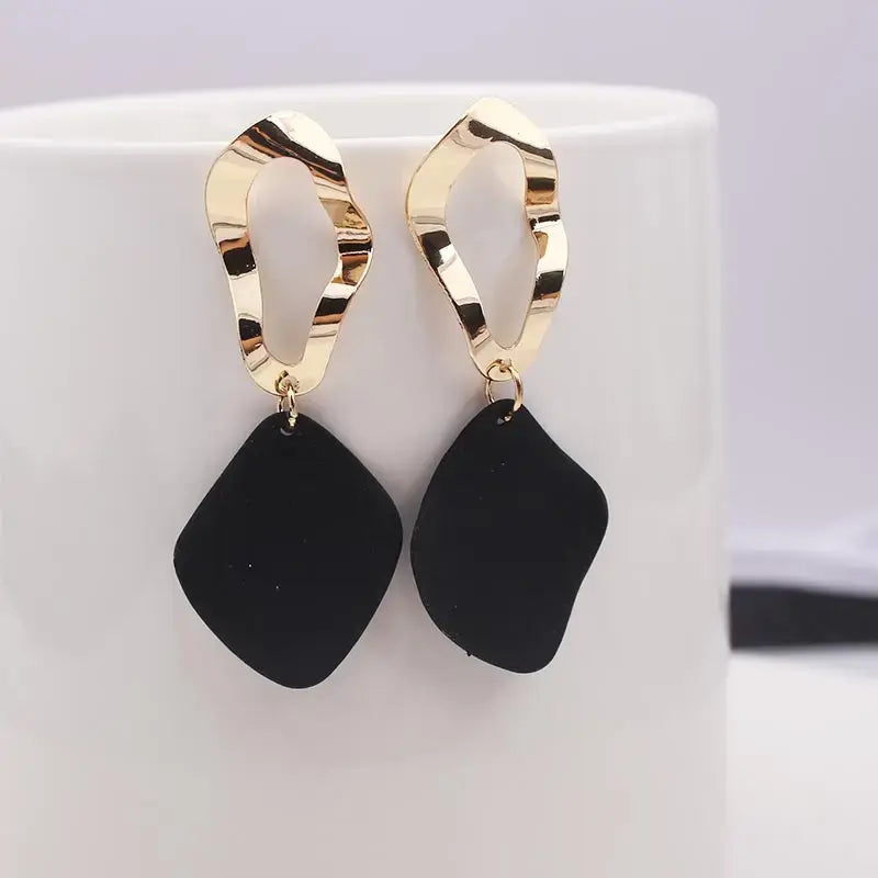 Black and gold vintage style earrings