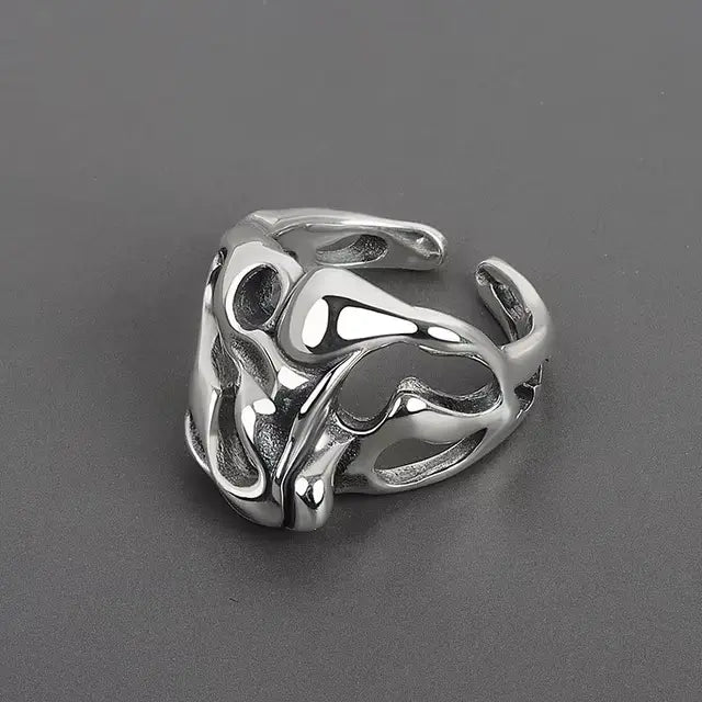 Irregular ring in gold-plated silver
