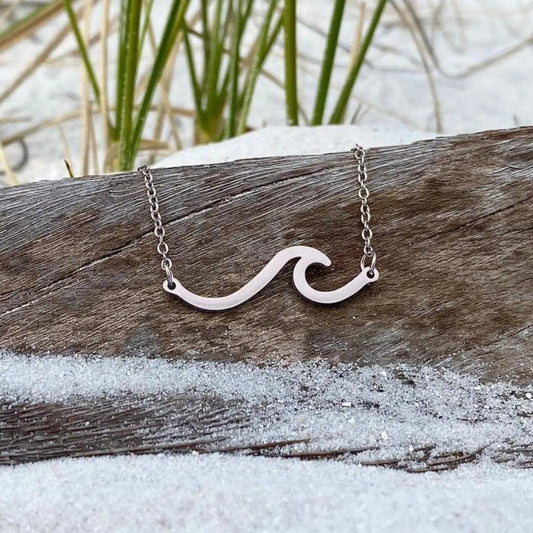 Silver ocean wave necklace