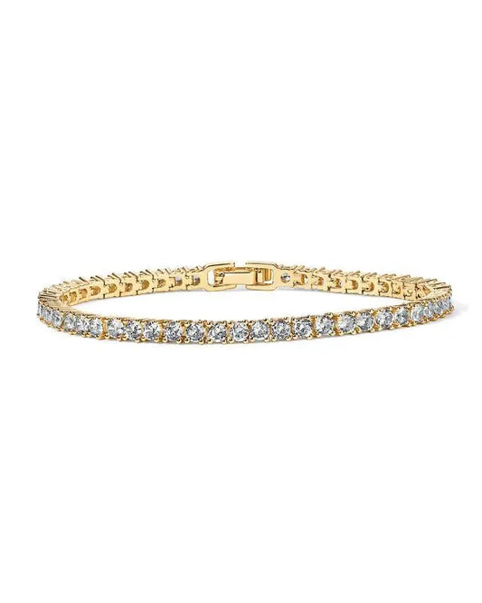 Golden sparkle: iridescent crystal tennis bracelet