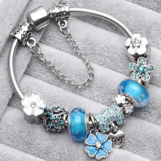 Blue vintage silver bracelets