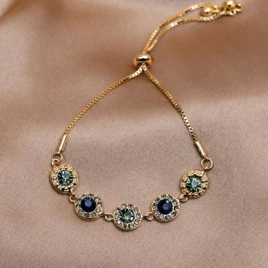 Adjustable gold zirconia bracelet
