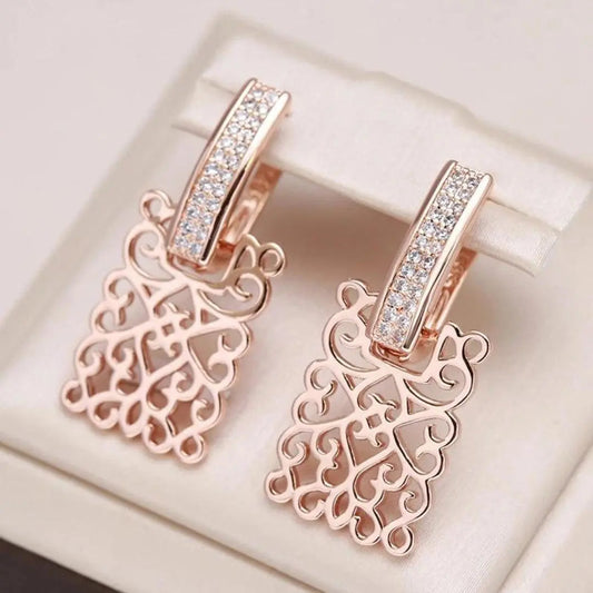 Ivy earrings with rose gold zircons