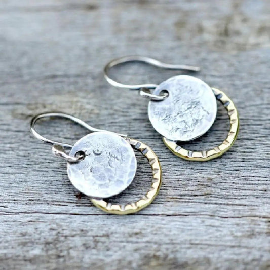 Vintage style earrings with gold and silver plate