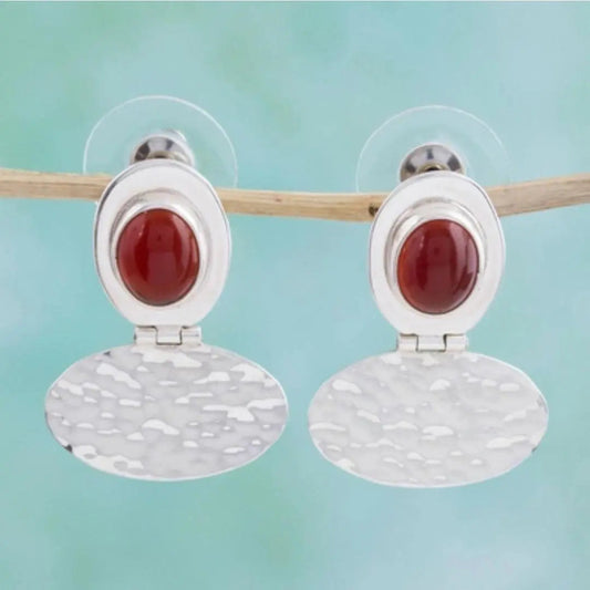 Vintage earrings in silver and red