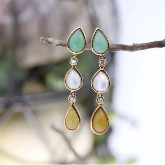 Vintage natural earrings with pendant stones