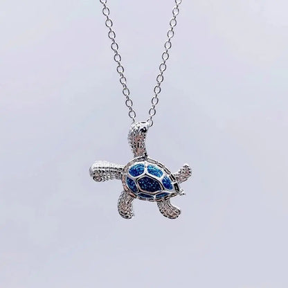 Blue opal and sea turtle necklace