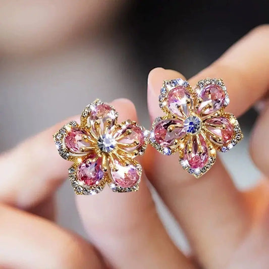 Colorful silver earrings with zircons