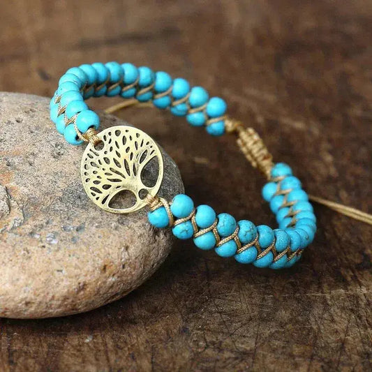 Tree of Life bracelet handmade with turquoise stone