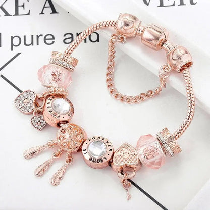 Rose Dreamcatcher bracelet with sterling silver pendants included