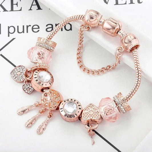 Rose Dreamcatcher bracelet with sterling silver pendants included