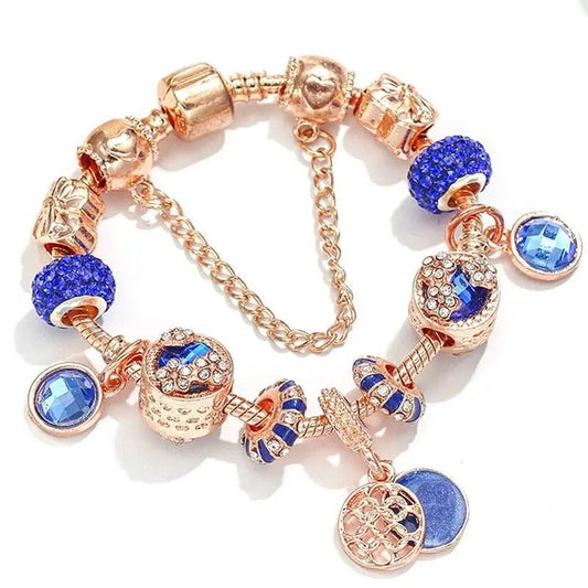 Bracelet of pink silver and blue crystal