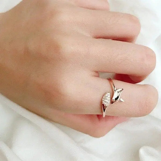 Silver ring with fox in pink color