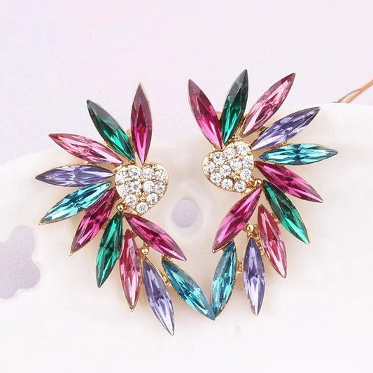 Heart wing earrings with zircons