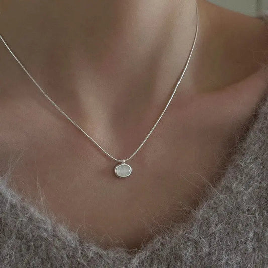 Classic silver solitaire necklace
