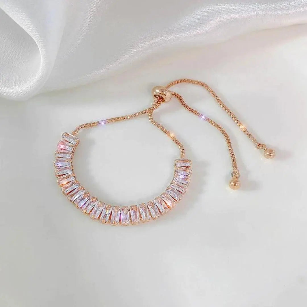 Adjustable gold and silver zirconia bracelet