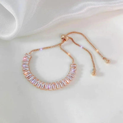 Adjustable gold and silver zirconia bracelet