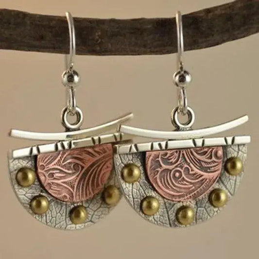 Bronze crescent earrings in vintage style