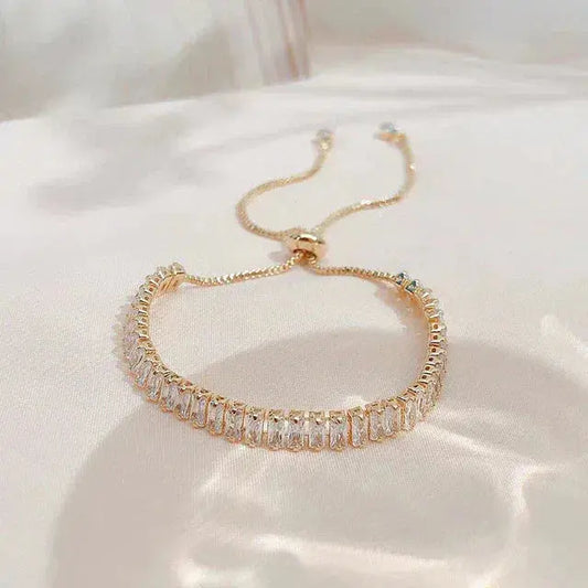 Adjustable gold and silver zirconia bracelet