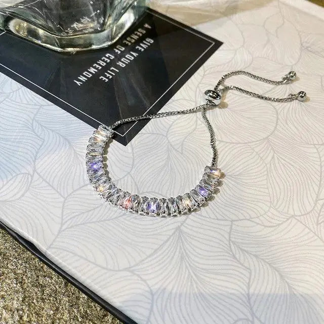 Adjustable gold and silver zirconia bracelet
