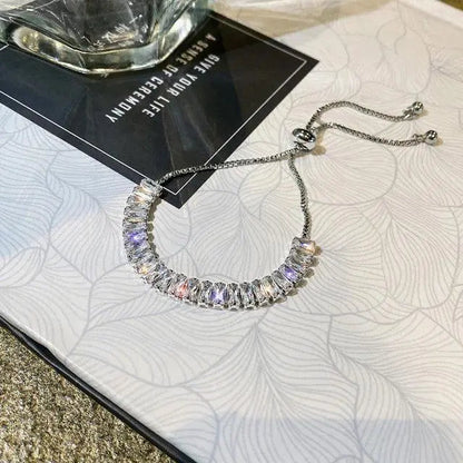 Adjustable gold and silver zirconia bracelet