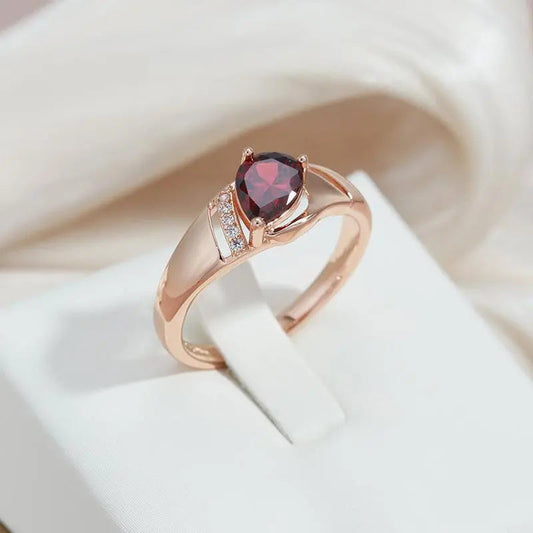 Oval ring with red zirconia