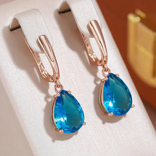 Earrings with blue crystals