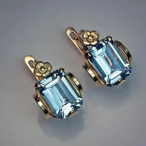 Vintage earrings with blue crystals