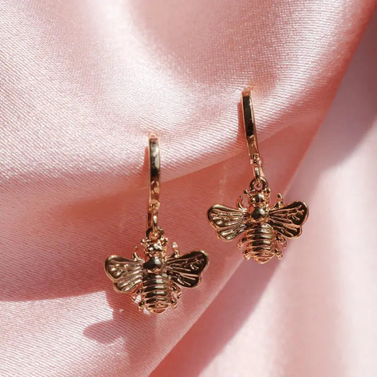 Gold bee earrings