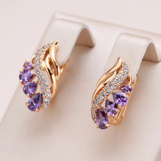 Luxury earrings with purple crystals