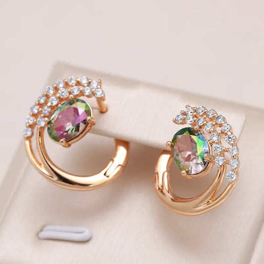 Colorful earrings with crystal spirals
