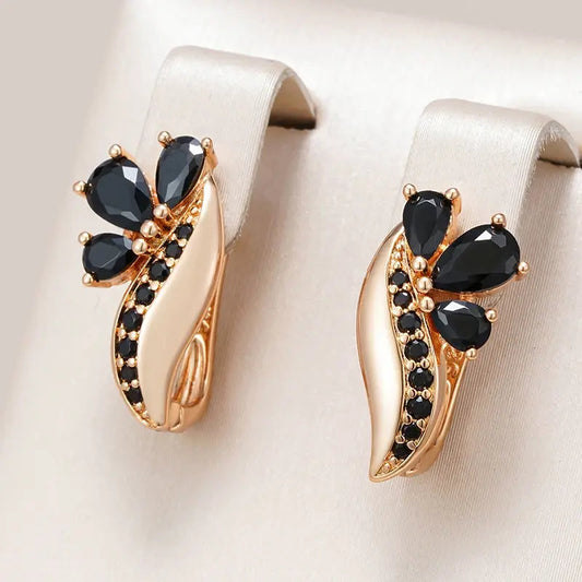 Elegant earrings with black crystals