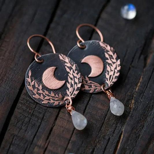 Earrings with pink moon