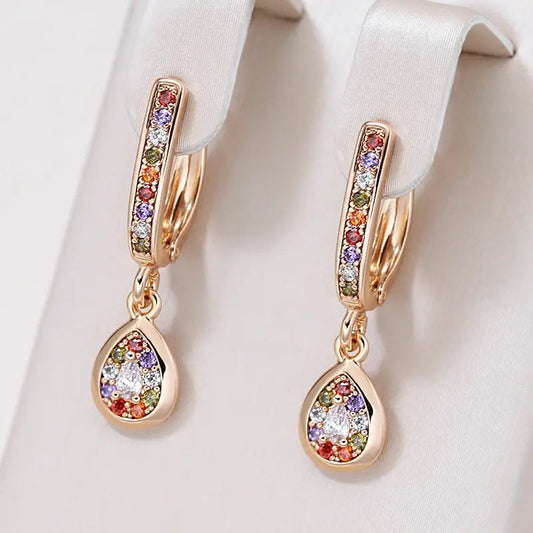 Multicolored earrings with zircons