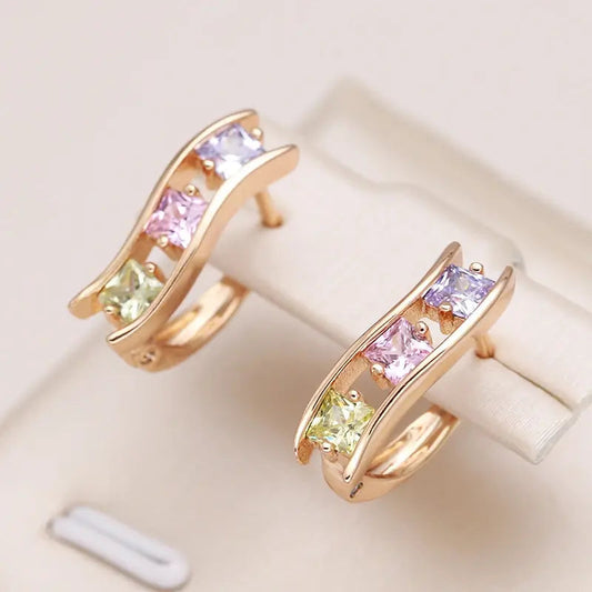 Multicolor gold earrings with zirconia