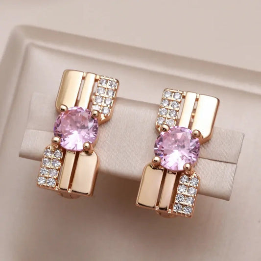 Pink diamond zirconia earrings