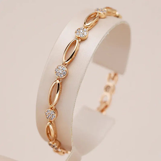 Elegant gold-plated bracelet with zircons