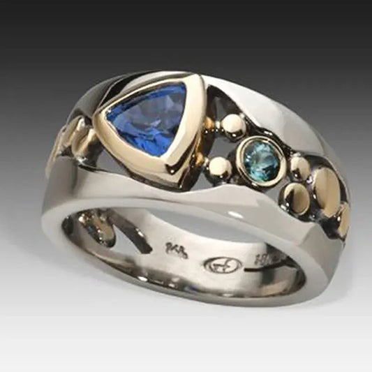 Vintage style blue crystal ring