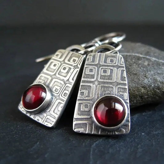 Red vintage style earrings