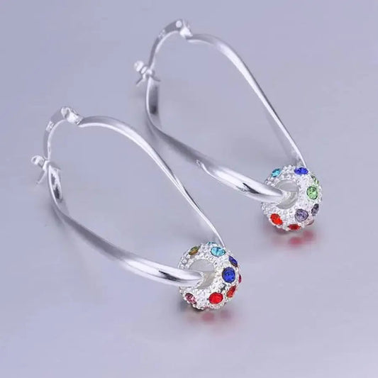 Multicolored pearl earrings in shiny silver