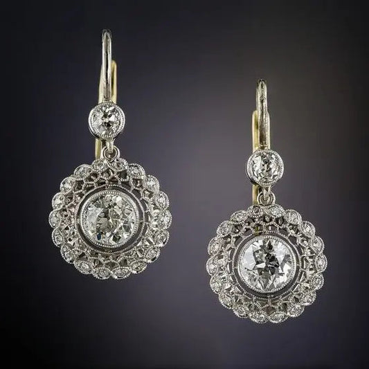 Mandala earrings with zircons in vintage style