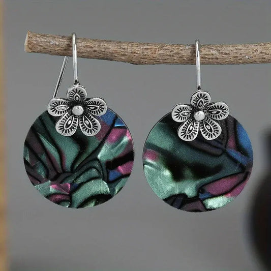 Colorful round earrings in vintage style